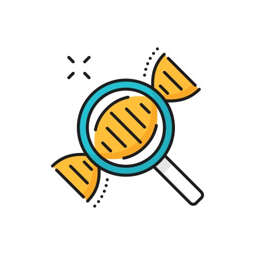 Magnifying glass investigate dna chromosome icon vector image