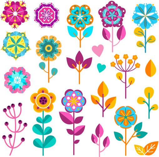 Cute Spring Flower Icons Vector Image