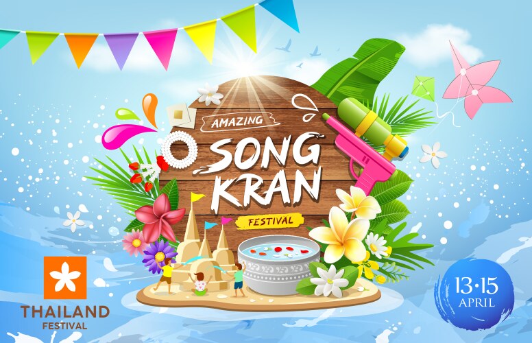 songkran festival thailand this summer banners vector