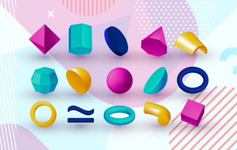 3d abstract geometric shape elements graphic vector