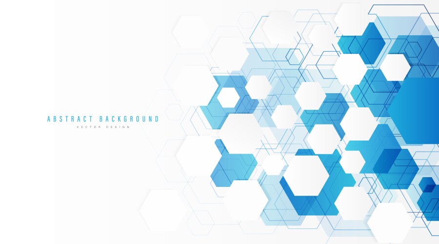 abstract blue and white hexagons shape background vector image