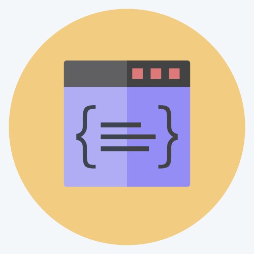 Icon code suitable for programming symbol flat vector image