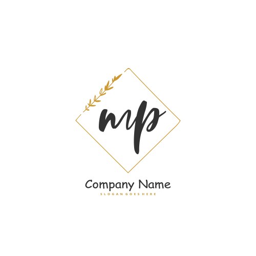 M p mp initial handwriting and signature logo vector image