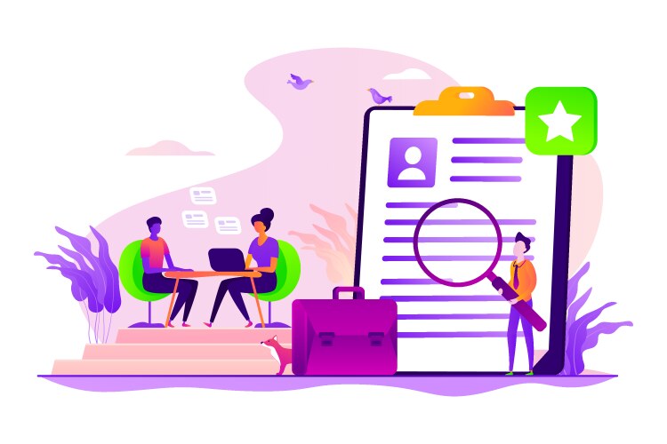 Recruitment hr management job interview Royalty Free Vector