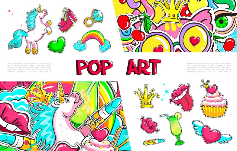 Pop Art Girl Badge Collection Vector Image