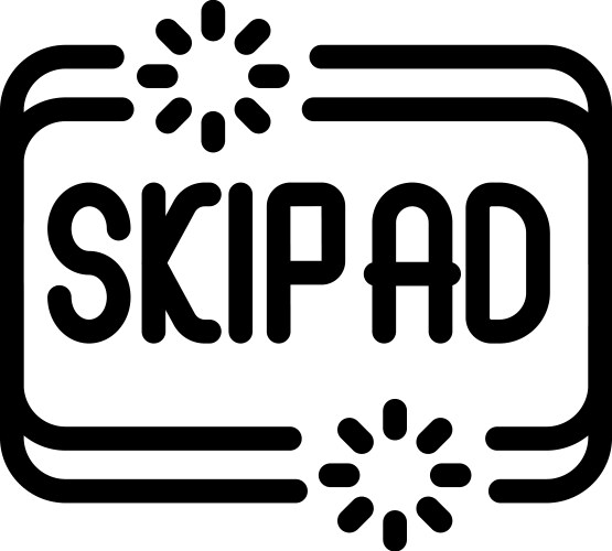 Skip ad button with loading symbol showing vector image