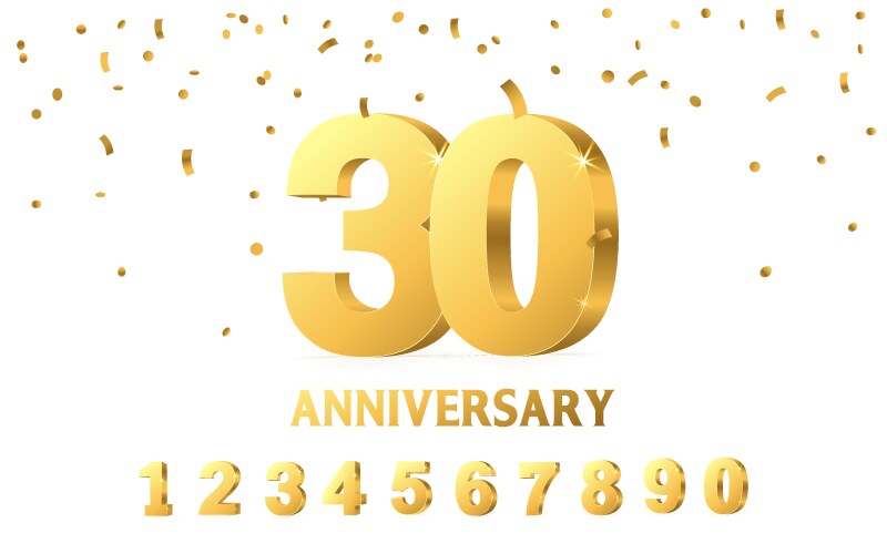 anniversary banner with golden numbers realistic vector image