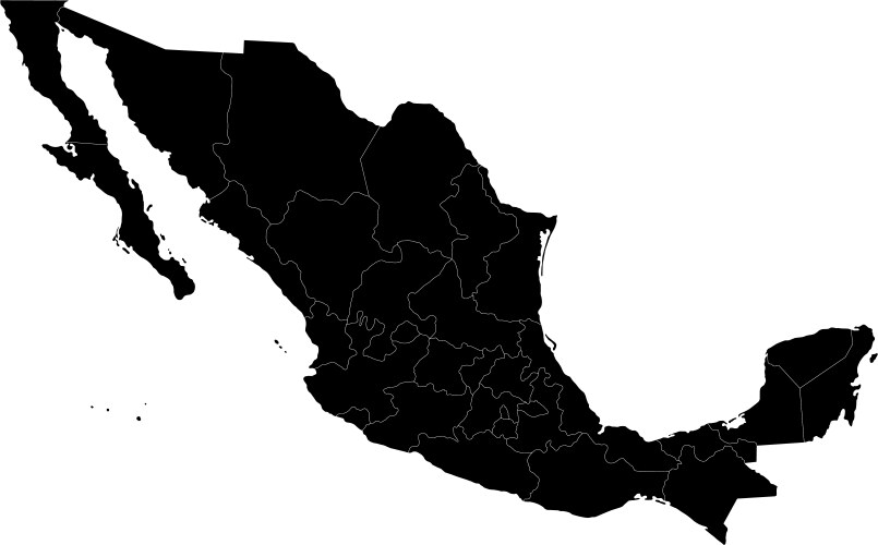 black mexico map vector