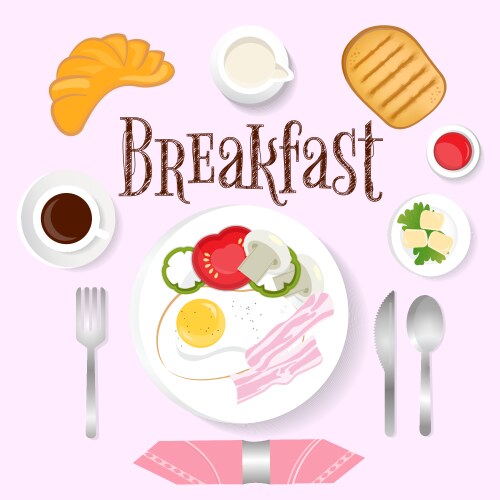 Detailed of breakfast table setting Royalty Free Vector