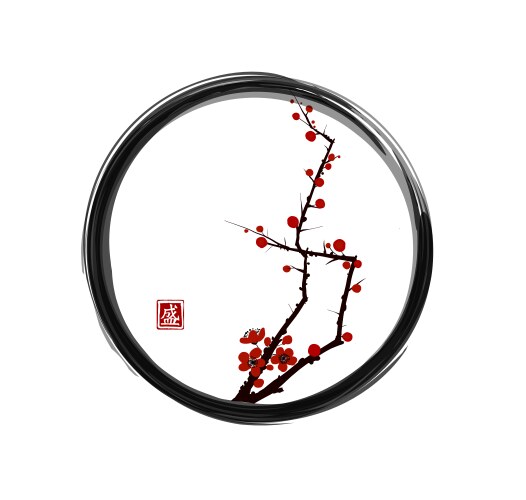 Sakura Blossom Enso Zen Circle Vector Image