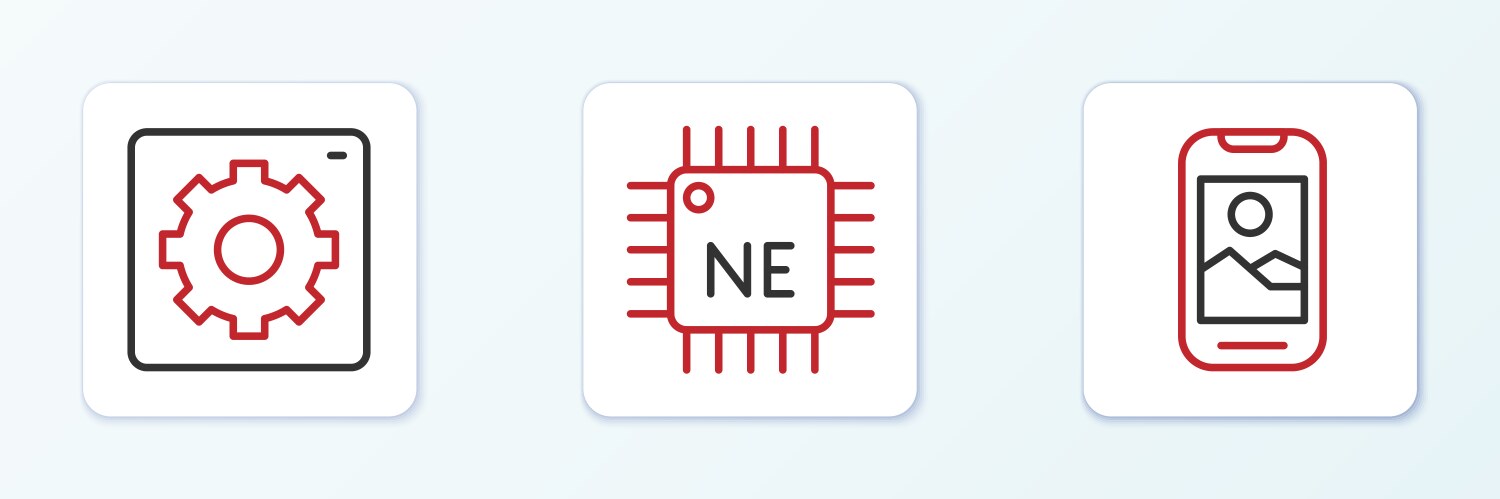 Set line mobile phone computer api interface vektorbild