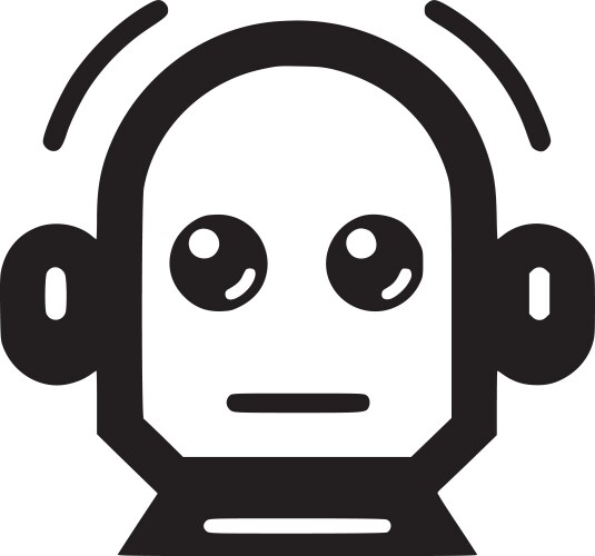 Robot - black and white isolated icon vector image