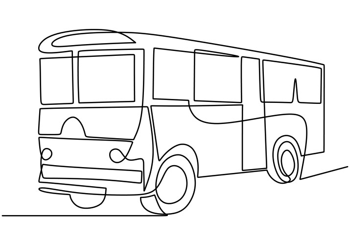 Single continuous line drawing of school bus Vector Image