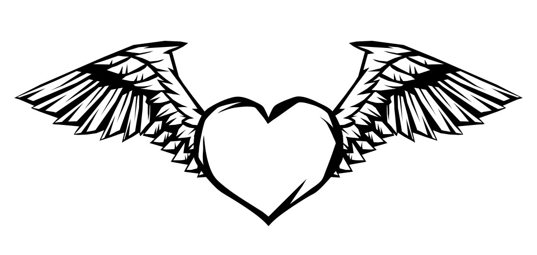 Winged Heart Emblem Vector Image