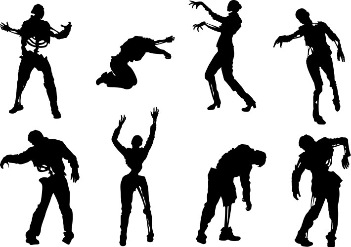 Zombie Silhouettes - Horror Set Vector Image