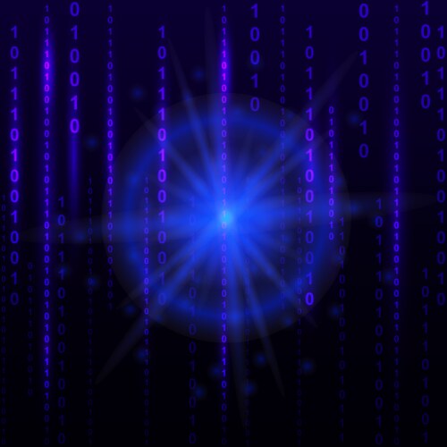 Blue binary computer code background cyber future vector image
