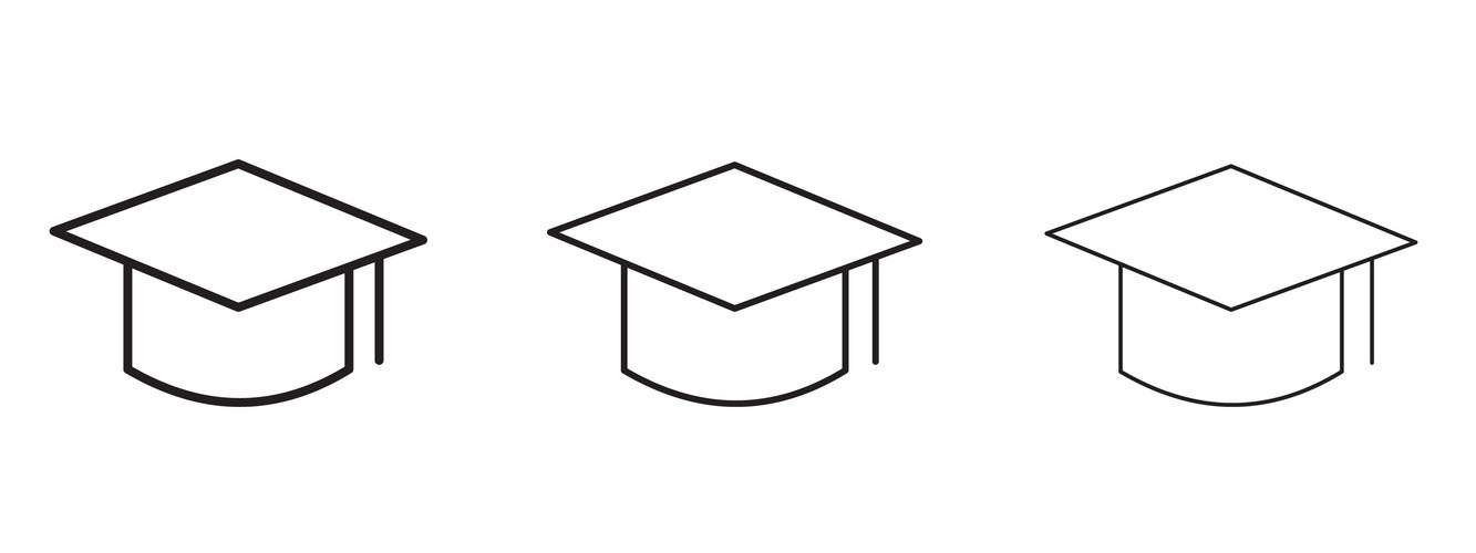 Graduation cap icon eps10 line with editable Vector Image