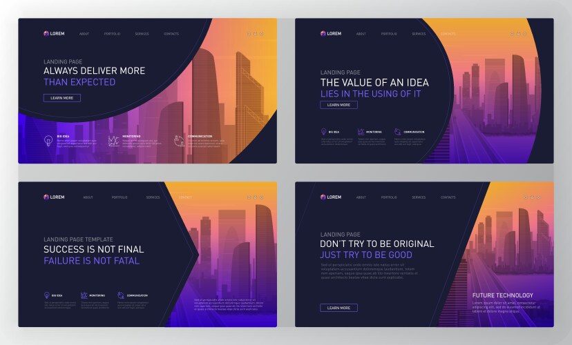 Landing pages templates set for business Vector Image