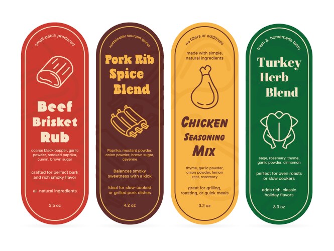 Spice Blend Labels - BBQ & More Vector Image