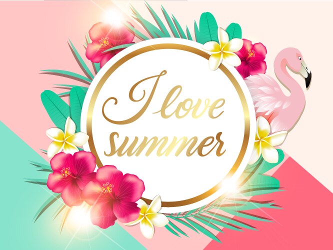 Tropical Flamingo Summer Backdrop Vector Image