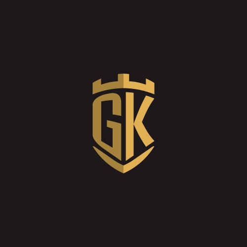 Initials gk logo monogram with shield style design vector image
