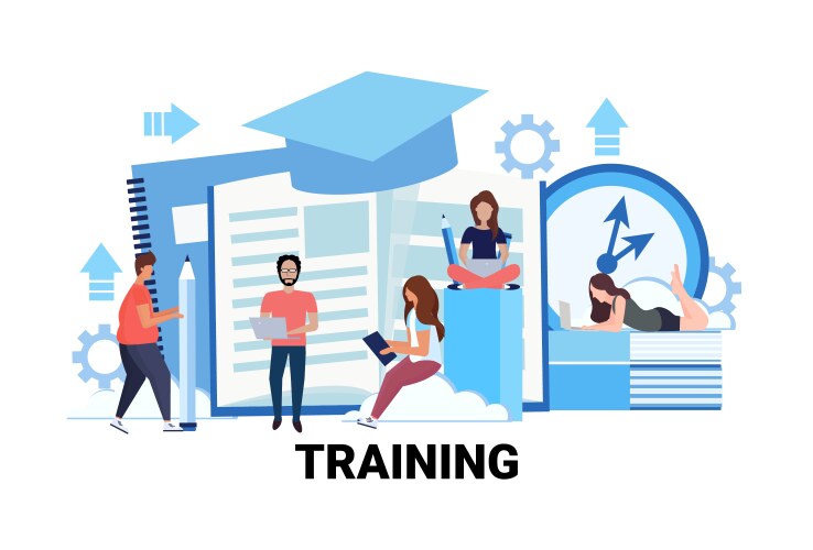 Some Training Vector Image Business school people study student reading Vector Image