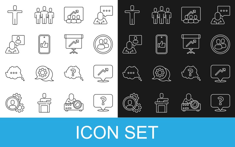 Set line question mark graph schedule chart vector image