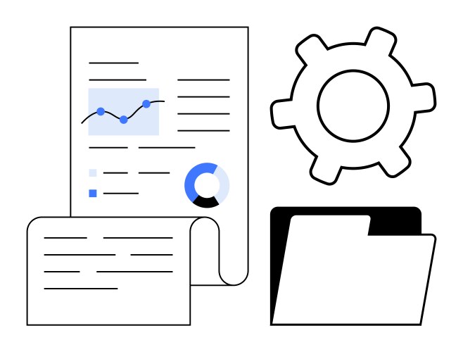 Data analysis report with graph gear and folder vector image