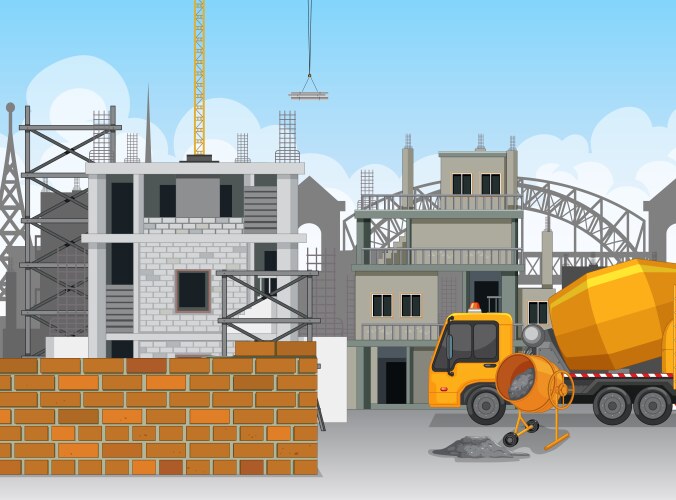 House construction urban landscape with buildings Vector Image