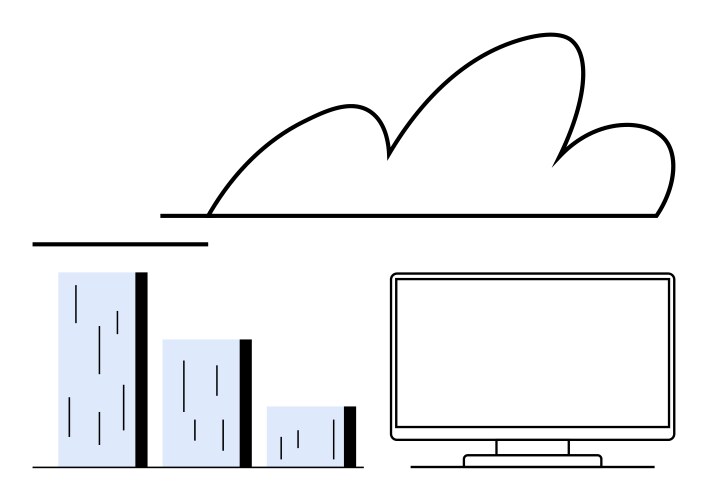 Cloud computing with bar graph and monitor vector image