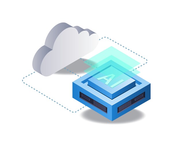 Cloud server artificial intelligence technology vector image