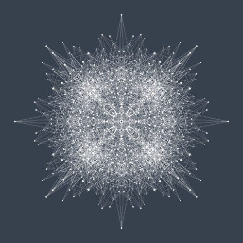 Fractal element with connected lines and dots big vector image
