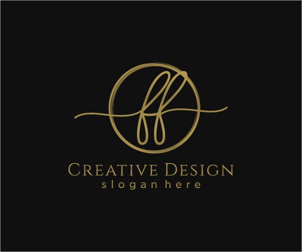 Ff initial handwriting logo design – Royalty-Free Vector | VectorStock