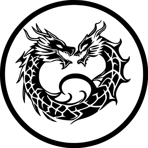 Twin Dragon Tribal Emblem Vector Image