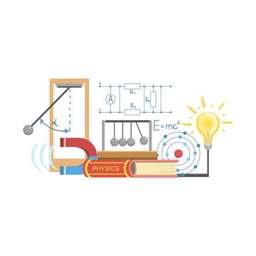 Physics class set of objects vector image