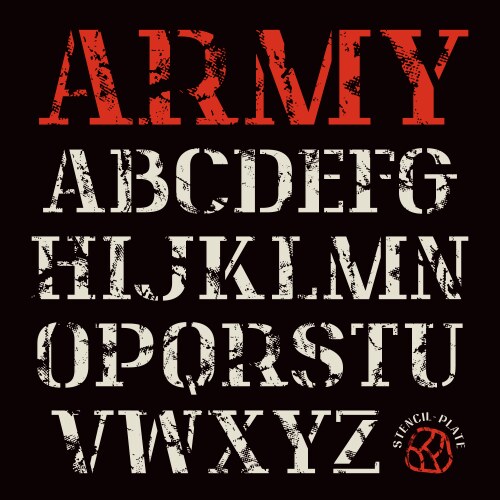 Bold Stencil Plate Serif Font Vector Image