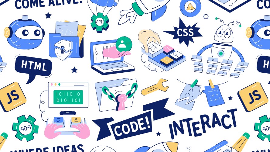 Hand drawn showing concepts of programming Vector Image