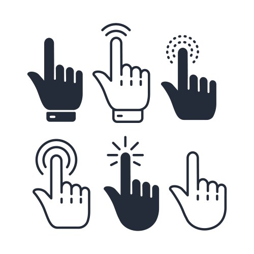Mouse click cursor set pointer hand vector image