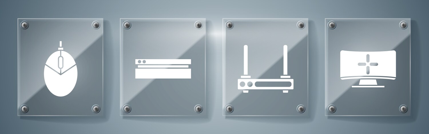 Set computer monitor router and wi-fi signal vector image