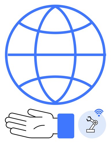 Global network integration with automation vector image