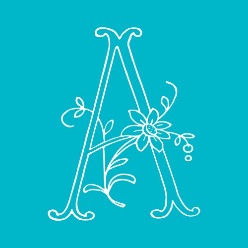 Letter a with floral decoration handmade Vector Image