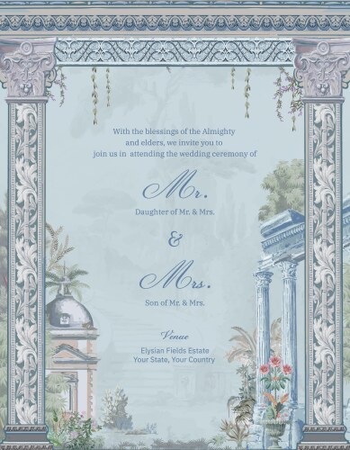 Roman Arch Wedding Invitation Vector Image