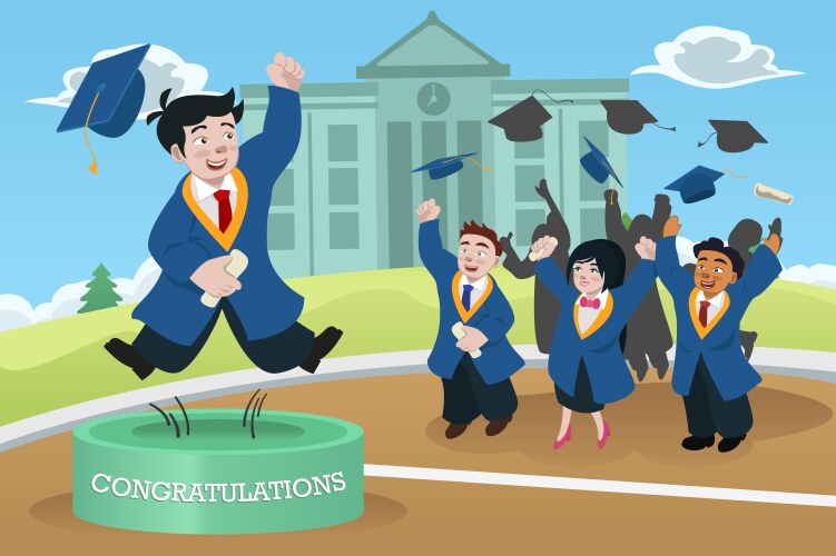 Students celebrating graduation vector image