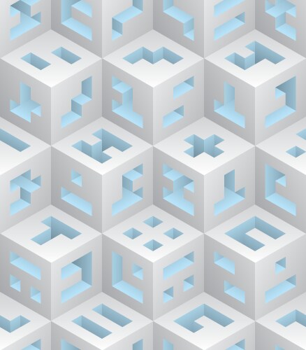 White blue cubes isometric seamless pattern Vector Image