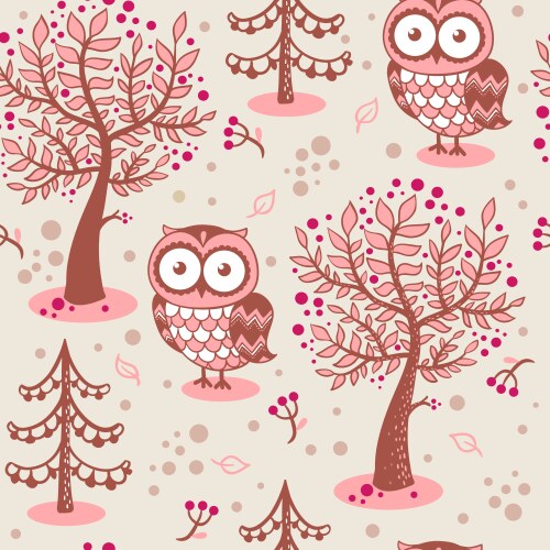 Floral Owl Pattern Vector Image
