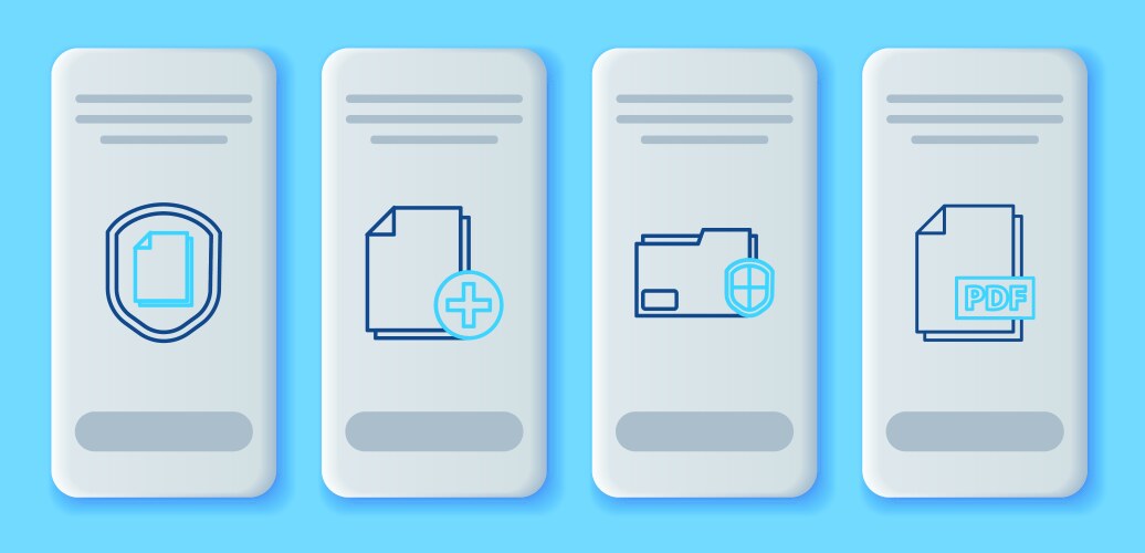 Set line add new file document folder protection vector image