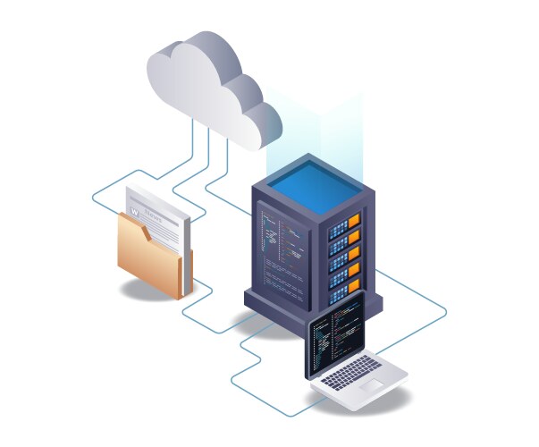 Flat 3d concept isometric high tech box data Vector Image