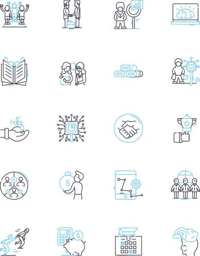 Metrics and tables linear icons set analytics vector image