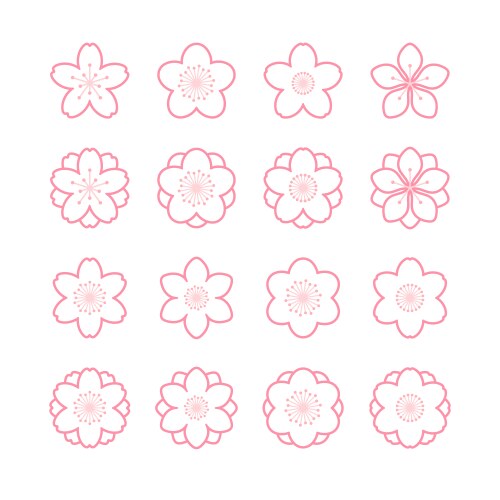Spring flowers line design elements collection Vector Image