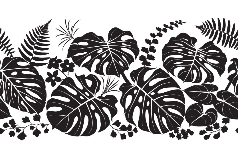 Tropical leaves silhouette pattern Royalty Free Vector Image